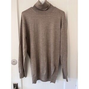Women's Iro Turtleneck Longsleeve Sweater 100% Wool Beige Tan Size Medium